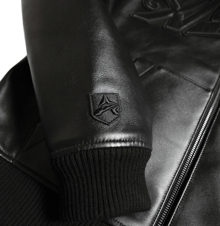 Avirex SCRIPT LEATHER HOODIE (Black)