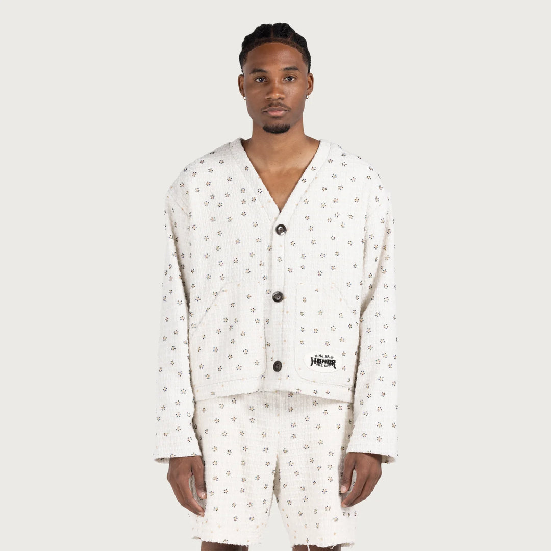 Beaded Cardigan - Bone