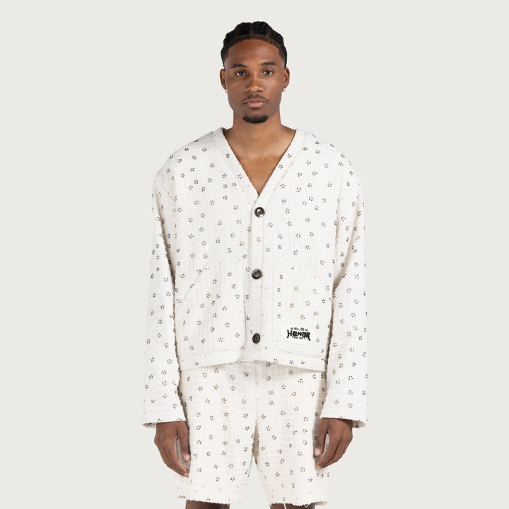 Beaded Cardigan - Bone